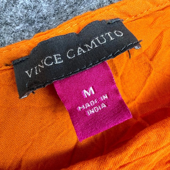 Vince Camuto Maxi Dress Womens Medium Orange Summer Ruffled Strap Beachy - Picture 4 of 5